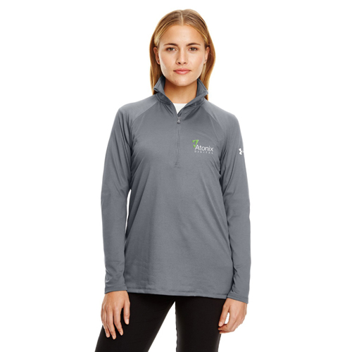 Under Armour Ladies Tech 1/4 Zip:Graphite/White